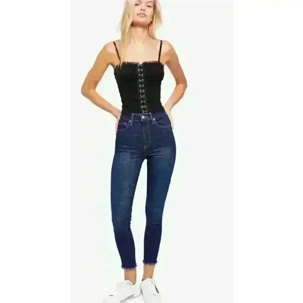 NWT‎ 78$ We The Free People Raw High Rise Jegging Denim Deep Indigo Size 27